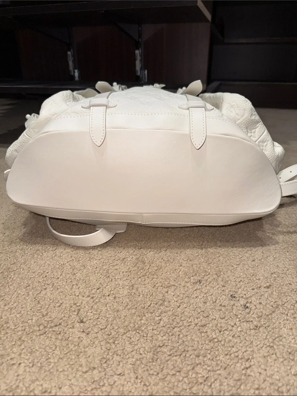 Louis Vuitton Virgil White Embossed cowhide Monogram Leather Backpack.